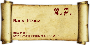 Marx Piusz névjegykártya